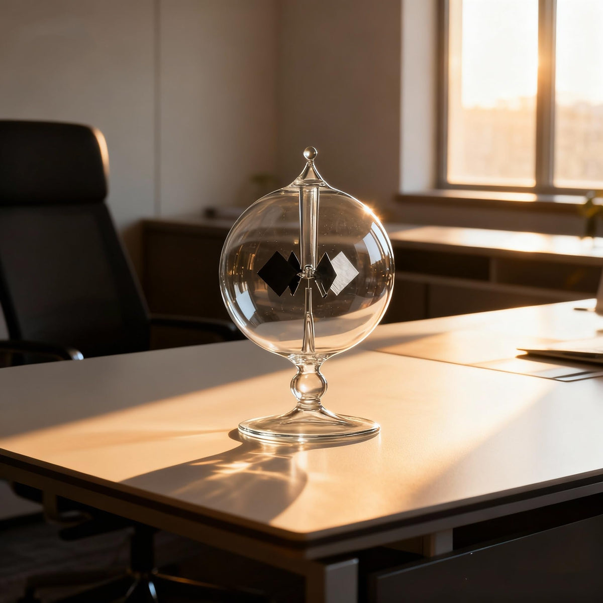 DORAMI radiometer with four blades in motion, captivating light-driven display.