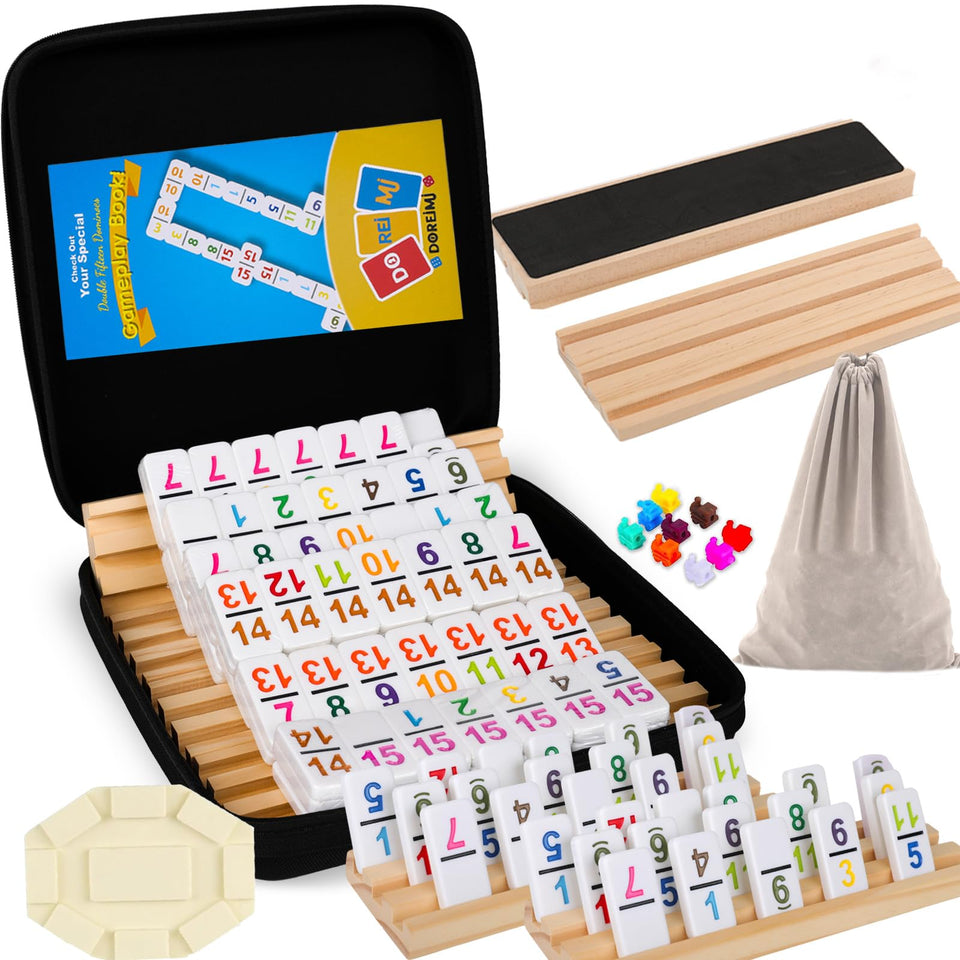 Doreimi double-15 domino tiles with 136 numbers for versatile play