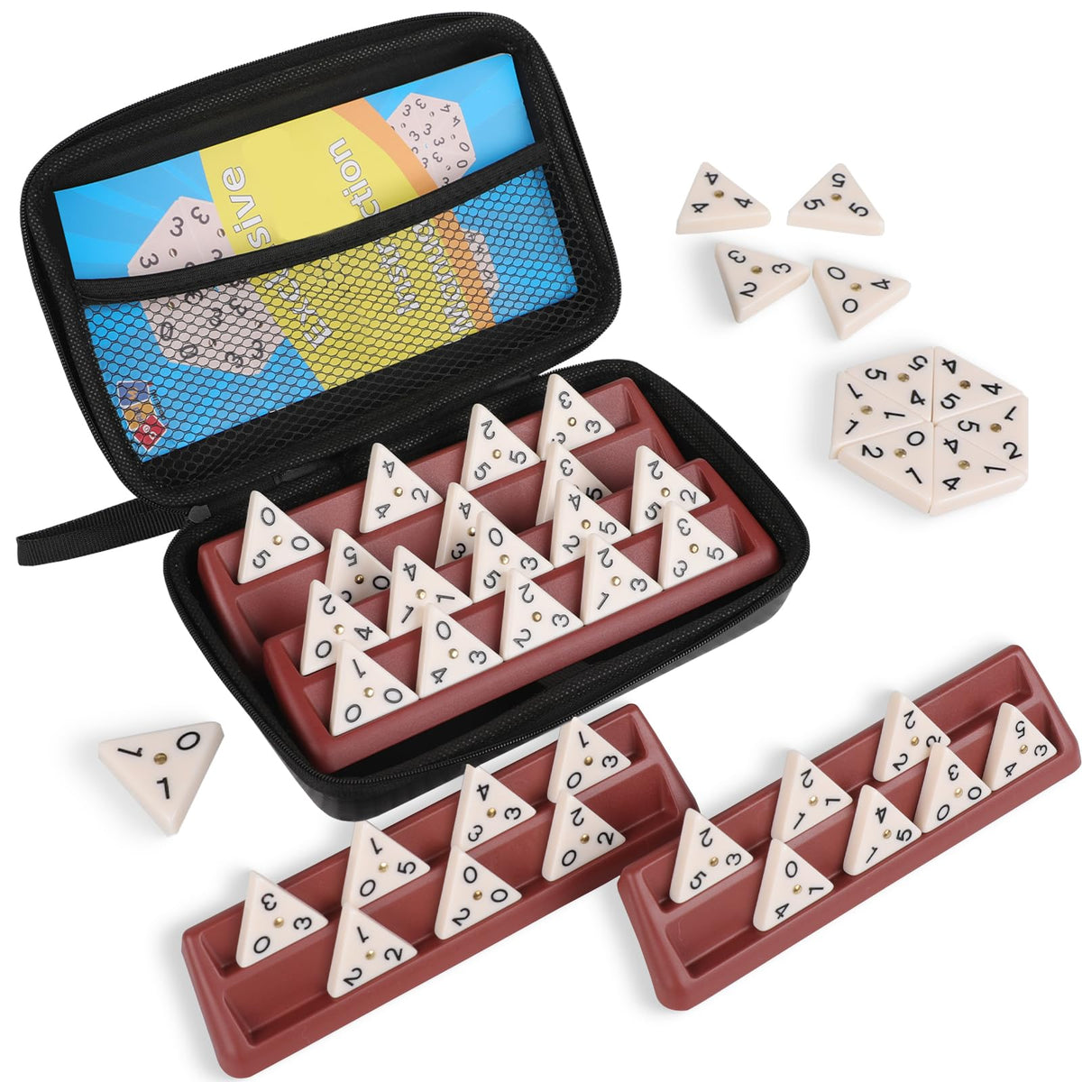 Doreimi triangle domino tiles set arranged for a family game night