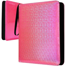 Dosanlues 9-pocket binder front cover in pink bling keeps cards organized and protected.