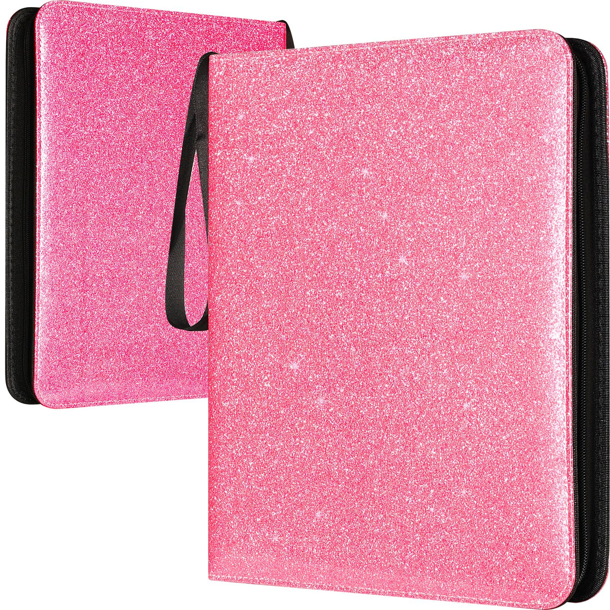 Dosanlues 9-pocket card binder glitter pink front ideal for organized MTG and TCG collections.