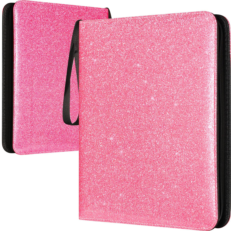 Dosanlues 9-pocket card binder glitter pink front ideal for organized MTG and TCG collections.