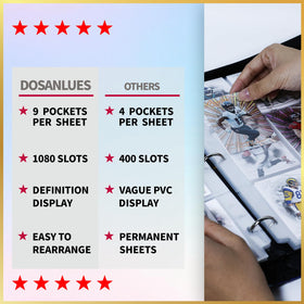 Dosanlues clear inner pages protect cards from dust while showing full visibility.