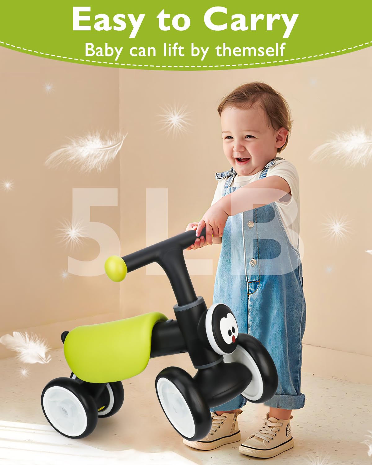 Doselie baby learns walk-to-ride progression with gentle scooting