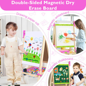 Doselie easel double-sided surface for chalk and whiteboard play
