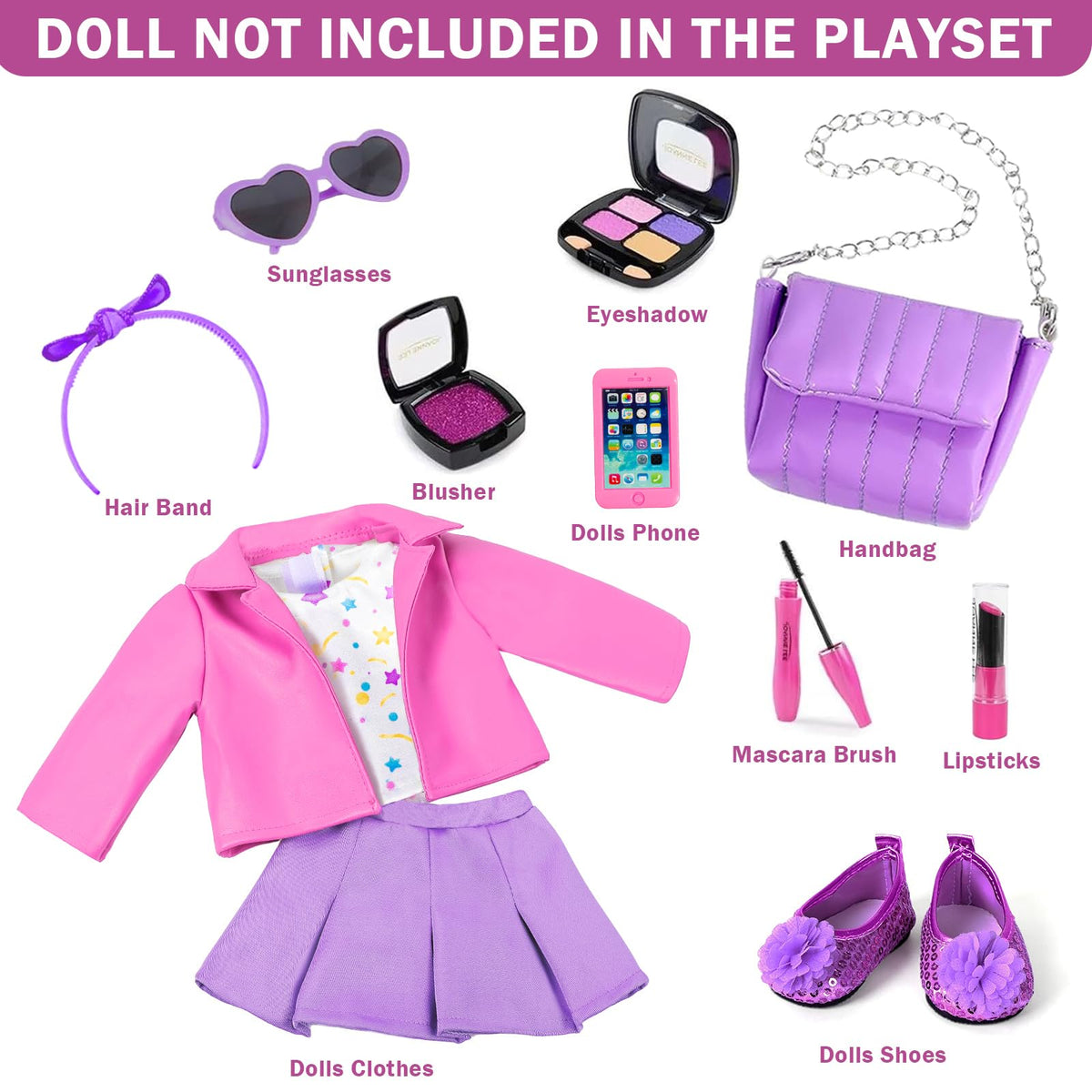 DOTVOSY 18-inch doll makeup collection for pretend beauty sessions
