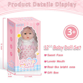 DOTVOSY 12-inch baby doll nestled in a gift box for gifting