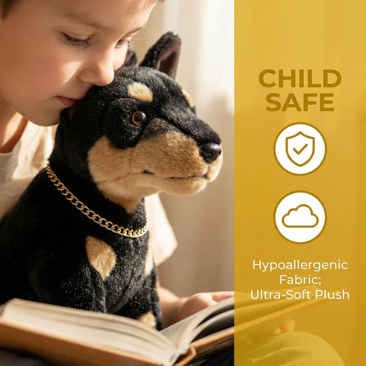 Double Bread Doberman plush tail design adds realism and charm.