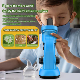 DOUBLE CC Kids Microscope eyepiece and objectives deliver clear magnified details.