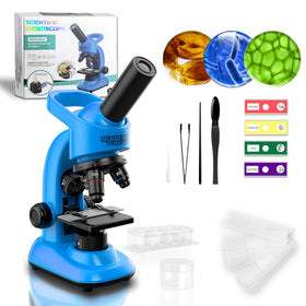 DOUBLE CC Kids Microscope front view shows a kid-friendly design for home learning.