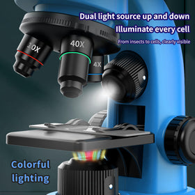 DOUBLE CC Kids Microscope with prepared slides demonstrates turnkey learning opportunities.