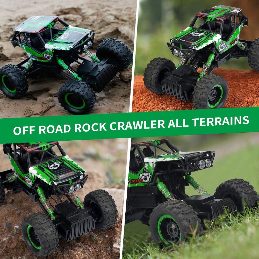 Double E 1:14 scale large RC car off-road tires, strong grip on terrain.