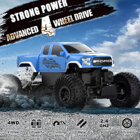 DOUBLE E Ford Raptor F150 RC Car battery compartment highlights extended play time