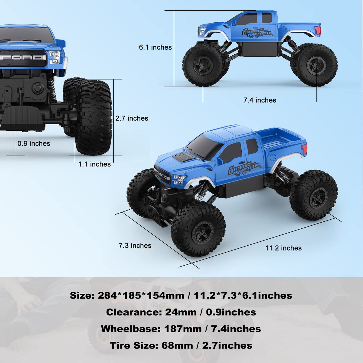 DOUBLE E Ford Raptor F150 RC Car 2.4GHz transmitter promotes smooth multi-car racing