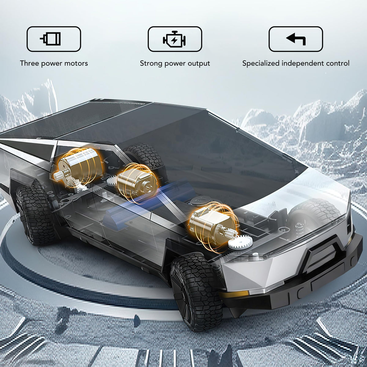 Double E RC car LED lights illustrate vivid night driving and realism.