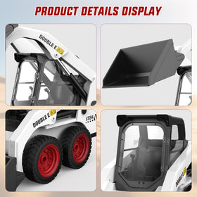 DOUBLE E RC skid steer loader with LED lights and authentic sounds for immersive play