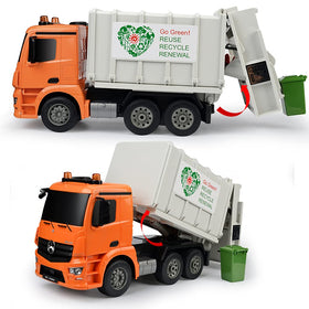 DOUBLE E RC truck side-view shows smooth steering and responsive controls.