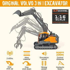 DOUBLE E Volvo 1:16 scale excavator with grab jaw for versatile handling