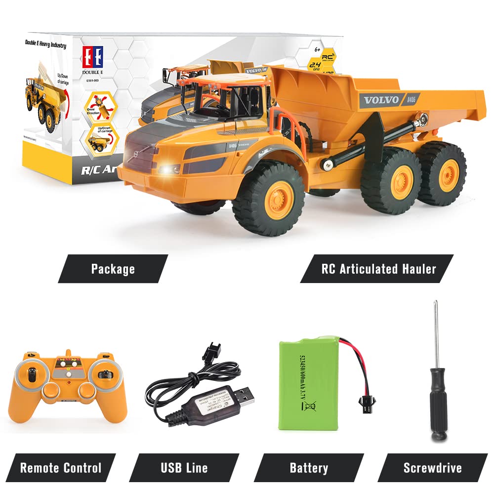 Battery compartment access on the DOUBLE E Volvo RC dump truck