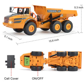 Functional load bed of the DOUBLE E Volvo RC dump truck
