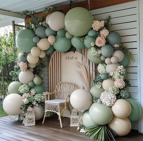 Double Layer Balloon baby shower setup with double stuffed balloons.