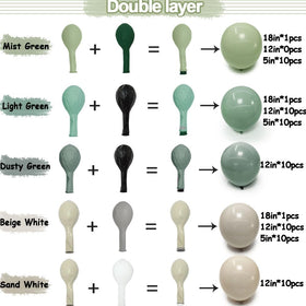 Double Layer Balloon olive green double-stuffed balloons add lush color depth.
