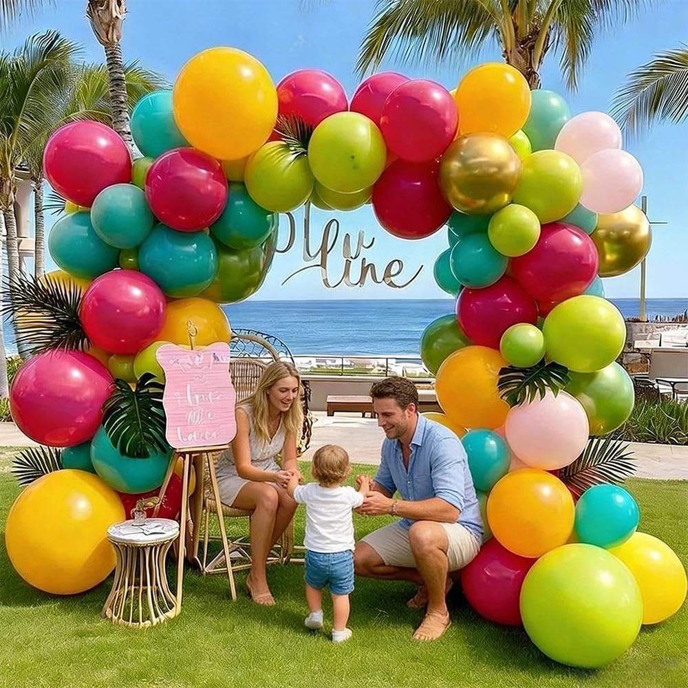 Double Stuffed hot pink balloons closeup highlighting bold photo ready accents.