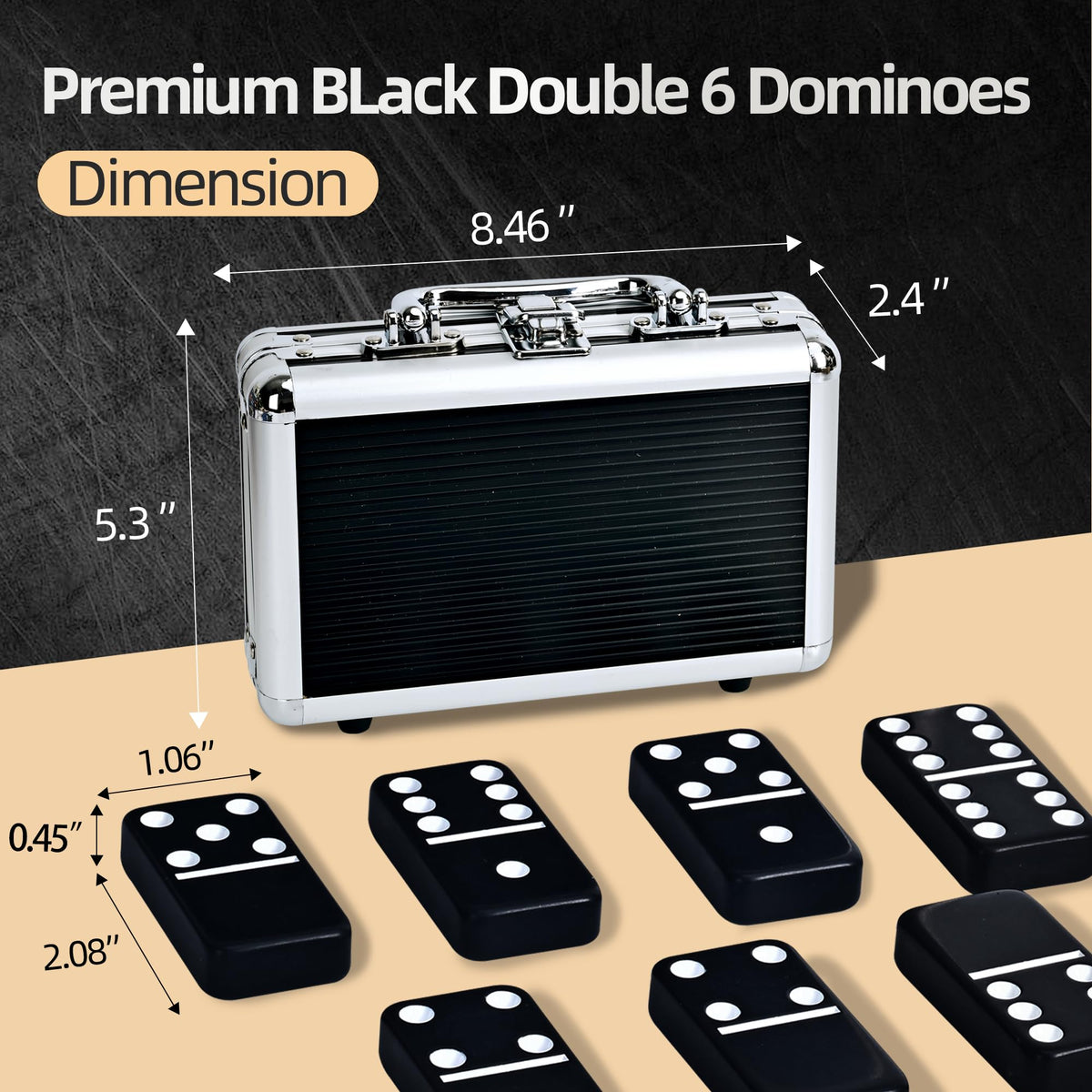 Doublefan aluminum case keeps dominoes organized and portable for travel.