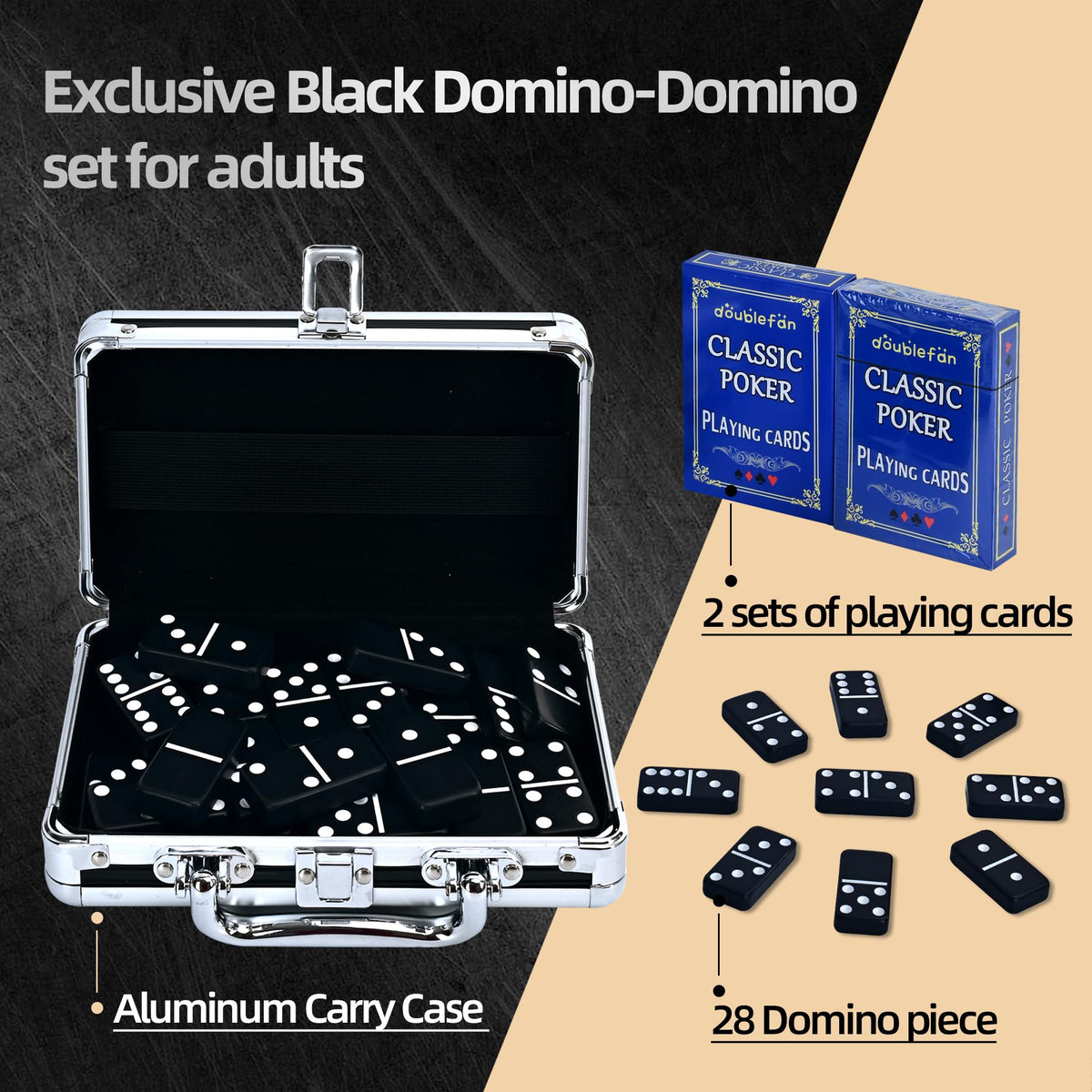 Doublefan dominoes ideal for family game nights and classroom use.