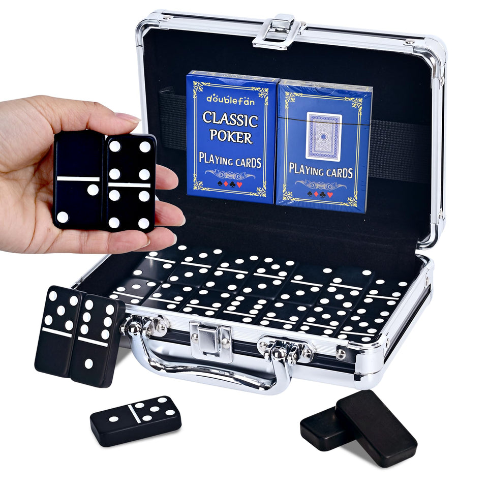 Doublefan jumbo black domino tiles improve visibility for confident gameplay.
