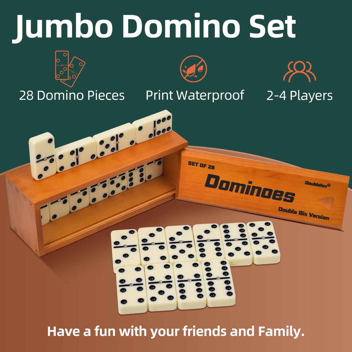 Doublefan wooden box keeps dominoes neatly organized and portable