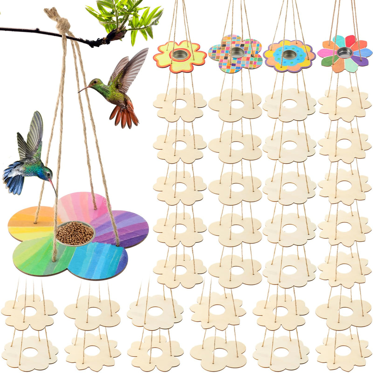 DoubleFill bird feeder craft kit with wooden tray for kids to decorate and observe birds.