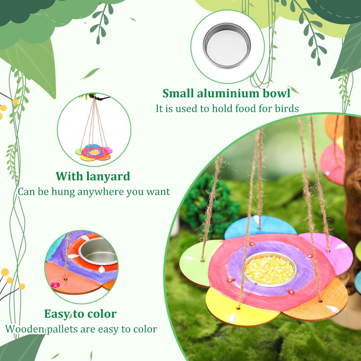 DoubleFill bird feeder hanging rope enables easy outdoor display.