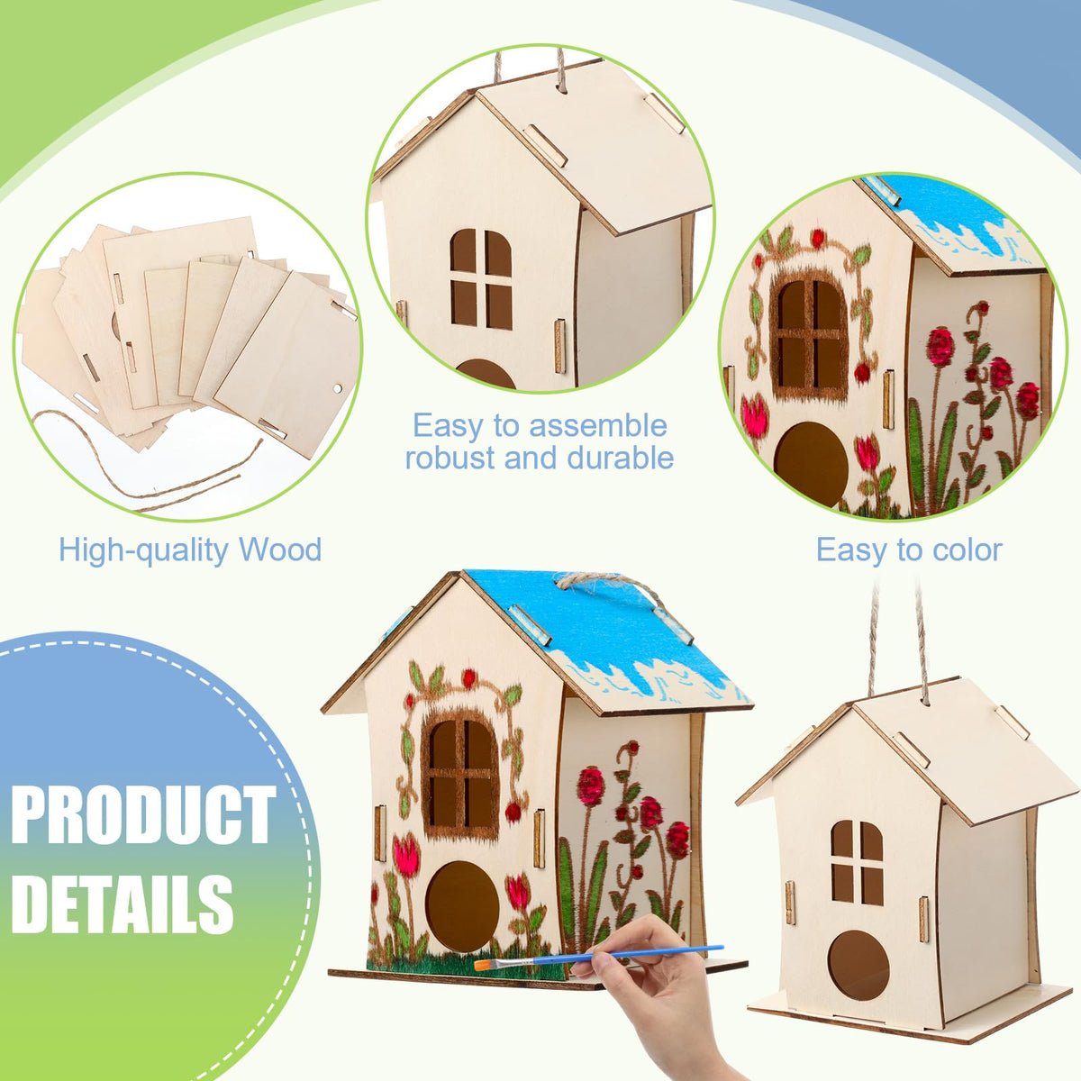 DoubleFill wooden bird house sized about 4.3 inches for compact indoor displays