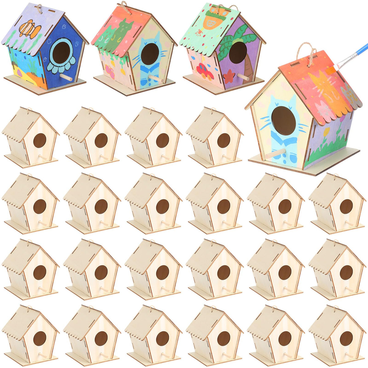 DoubleFill birdhouse with front perch peg for easy bird entry and painting.
