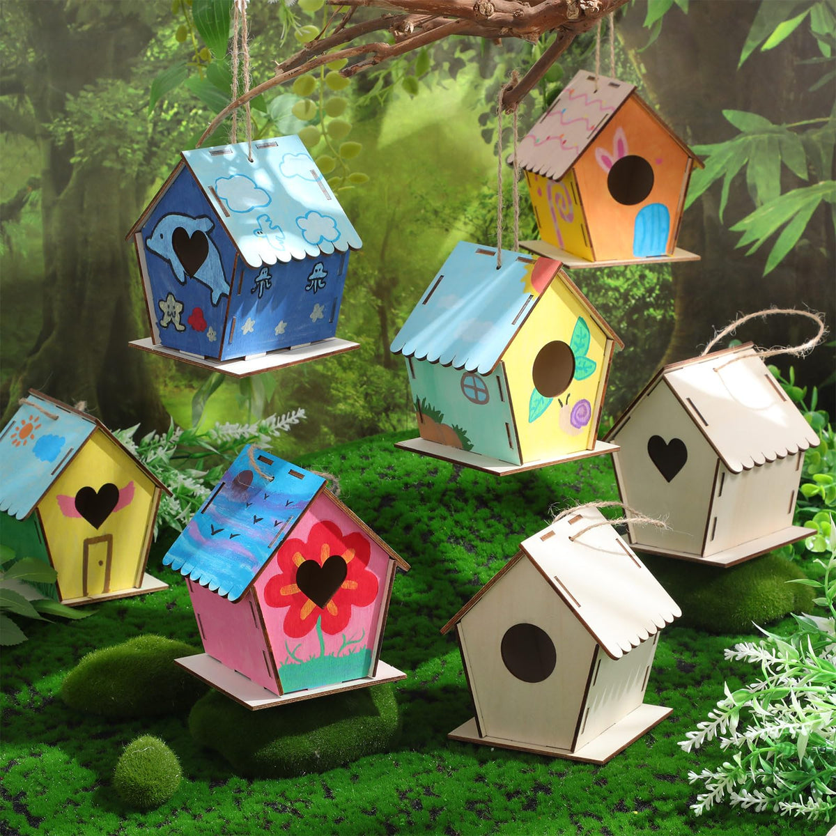 DoubleFill birdhouse kit during painting session, a creative craft activity.