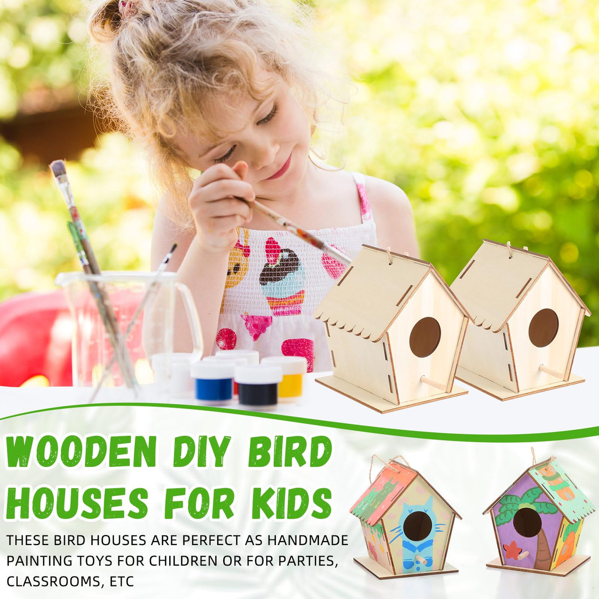 DoubleFill birdhouse ready to hang featuring sturdy wood and simple design.