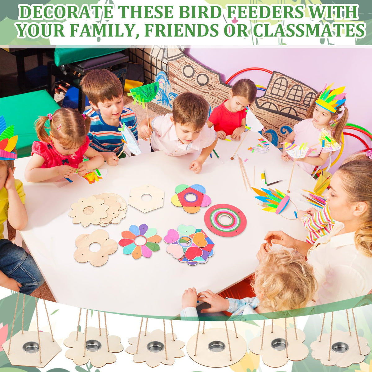 DoubleFill bright colors on bird feeder: inviting birds and family fun.