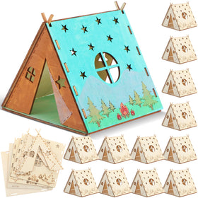 DoubleFill wooden camping tents kit for kids crafts and classroom projects.