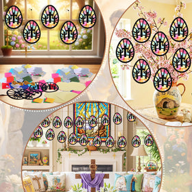 DoubleFill craft party Easter setup showing multiple cross crafts and displays