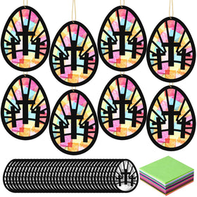 DoubleFill Easter egg cross suncatchers brighten windows with a colorful stained-glass effect
