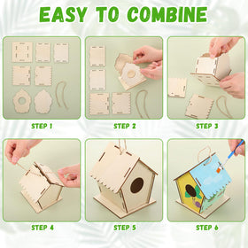 DoubleFill wooden bird houses promote early crafts and hands-on creativity.
