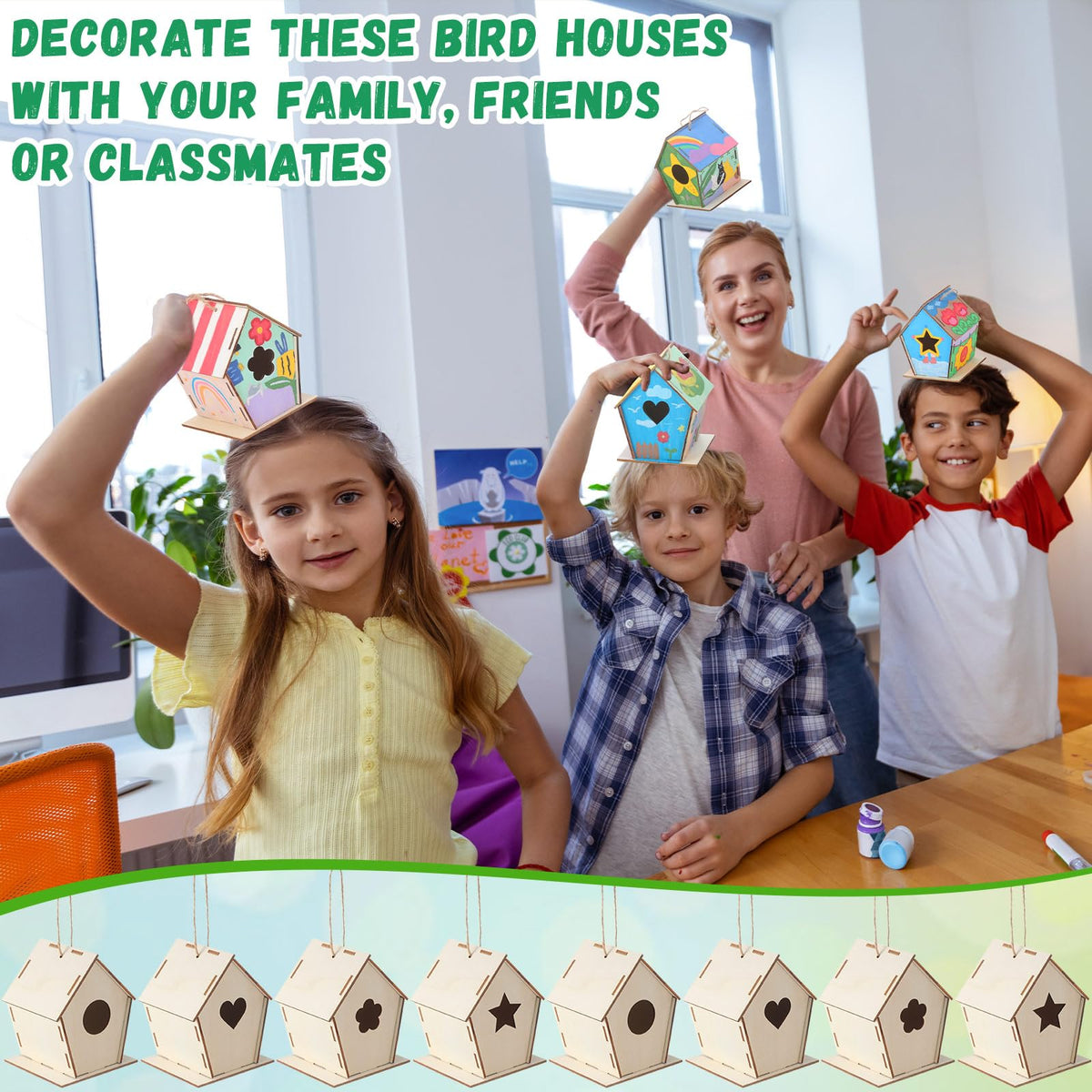 DoubleFill family craft birdhouse fosters teamwork and shared achievement.