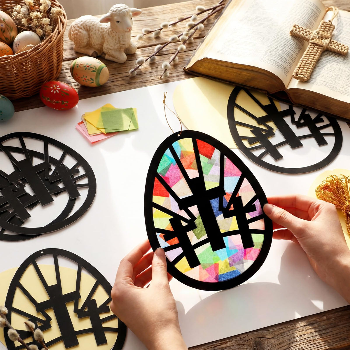 DoubleFill hollow cardboard bases support sturdy hanging cross crafts