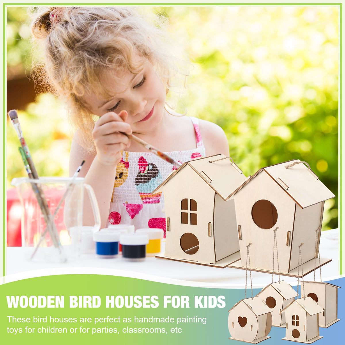DoubleFill kids painting session with unfinished wood surfaces to personalize