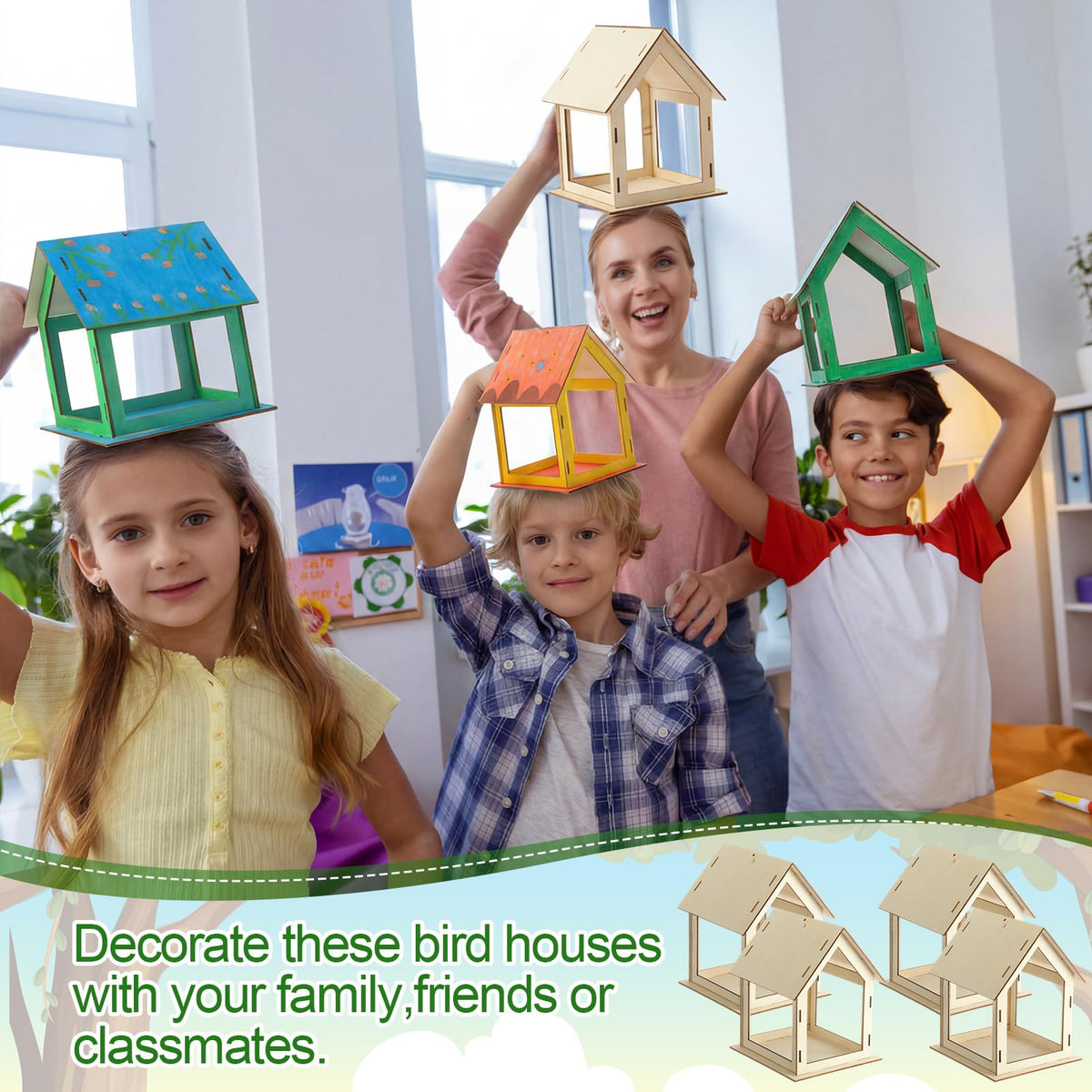 DoubleFill multi-use wooden feeders ideal for classrooms and parties