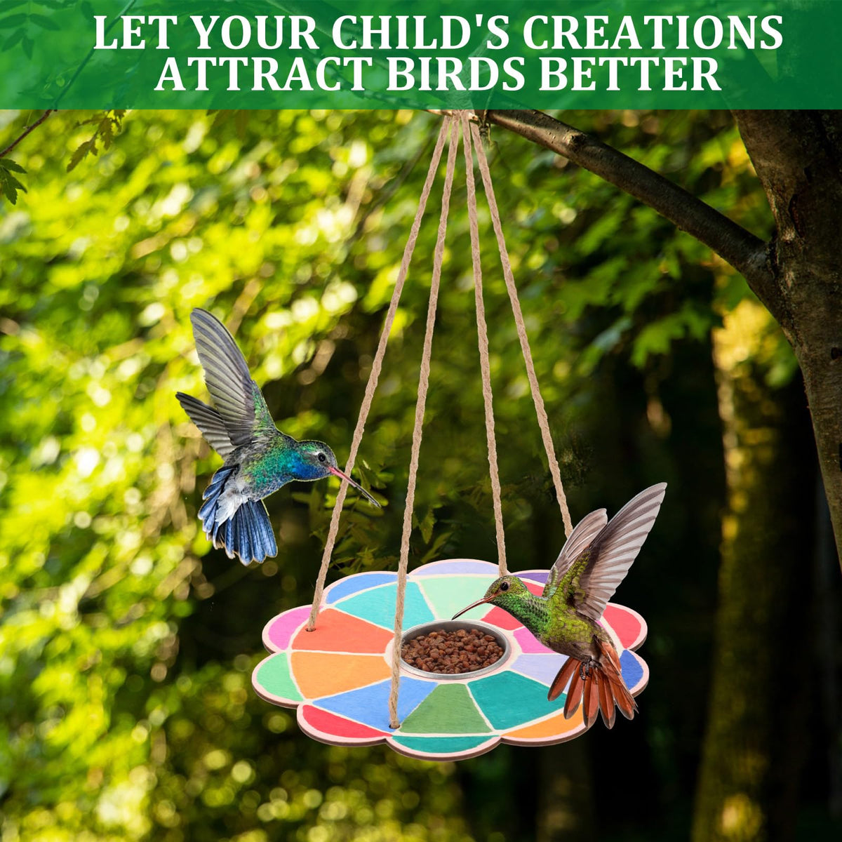 DoubleFill nature-scene bird feeder: outdoors-ready craft that sparks curiosity.