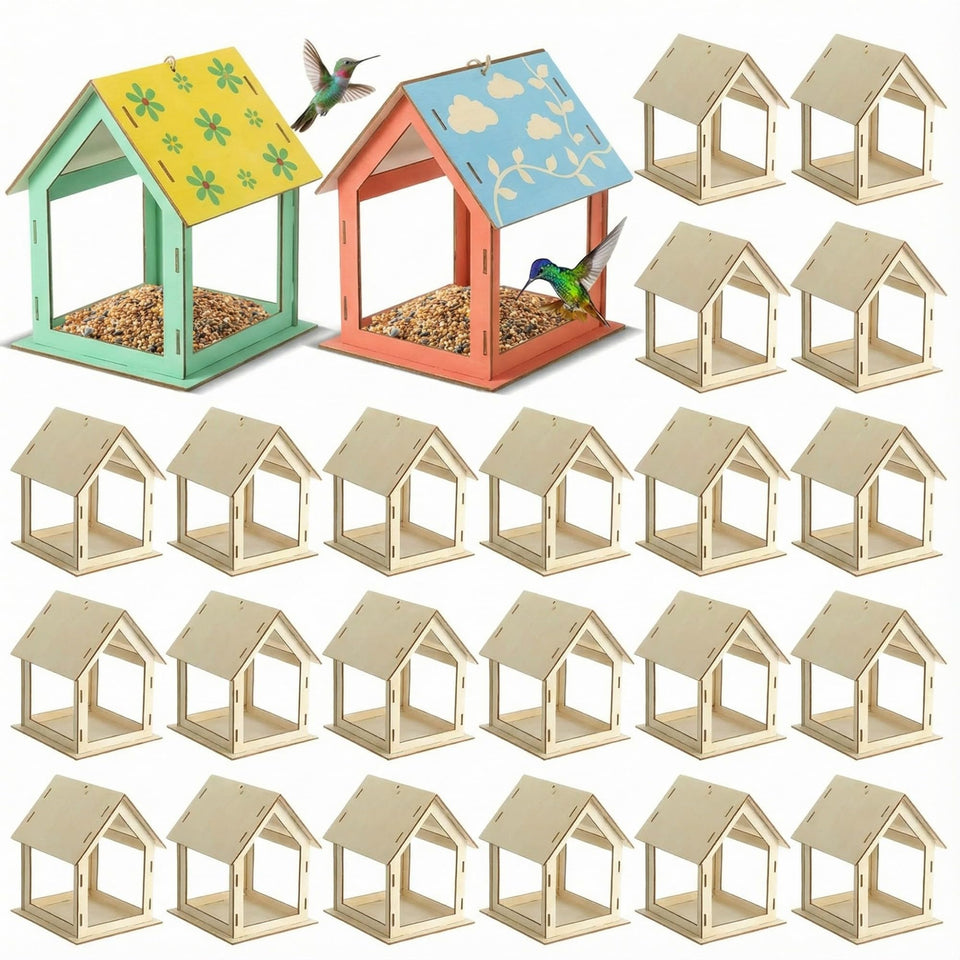 DoubleFill wooden bird feeder kit unpainted for classroom crafts and decoration