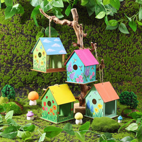 DoubleFill wooden bird feeder kit to hang on balcony or garden.
