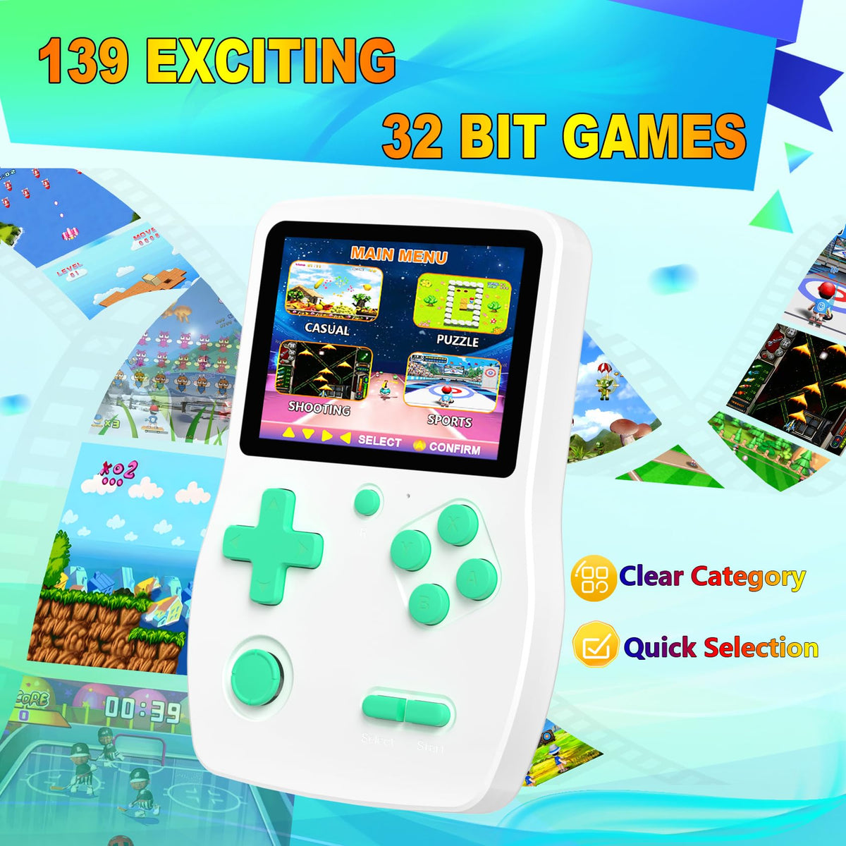 Douddy handheld IPS display close-up, vibrant visuals for engaging gameplay.